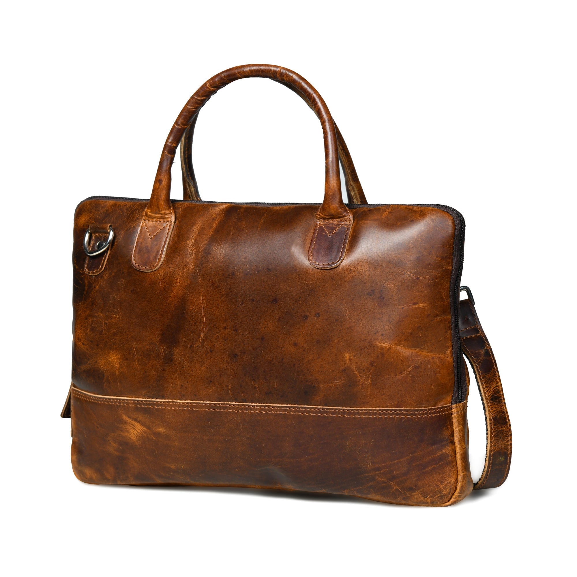 Modernist Leather Laptop Bag - Brown