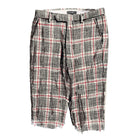 Open Weave Linen PantWhite Red Plaid