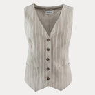 Optimistic Linen VestKhaki Ivory Stripe