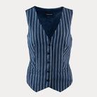 Optimistic Linen VestNavy Cream Stripe