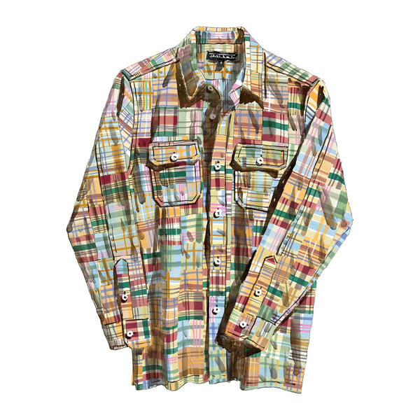 トップス 80s I.S. Linen Patchwork Shirt LONESTARPATCHWORKLSSHIRT_02_gr