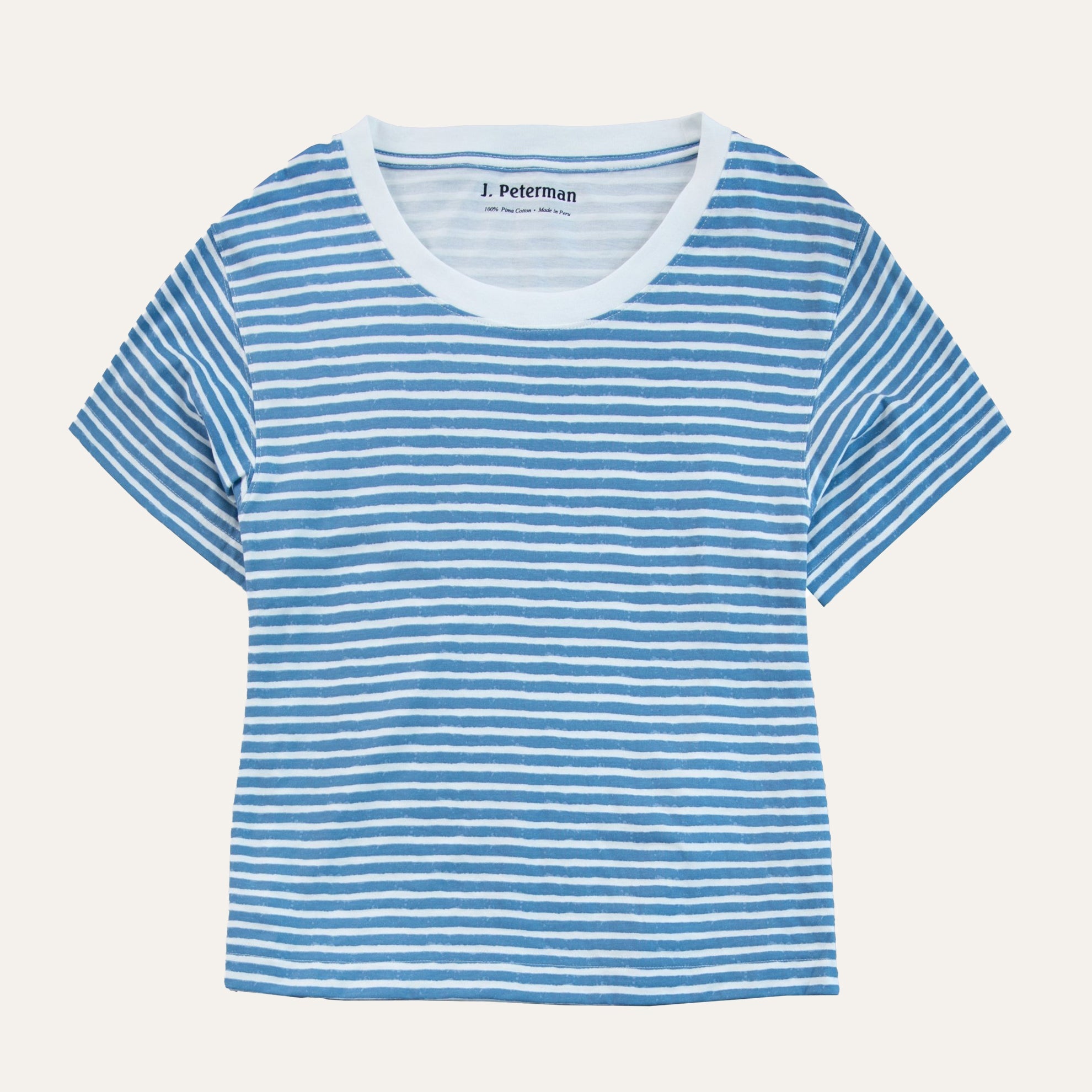Pima Knit Relaxed CrewBlue Stripe
