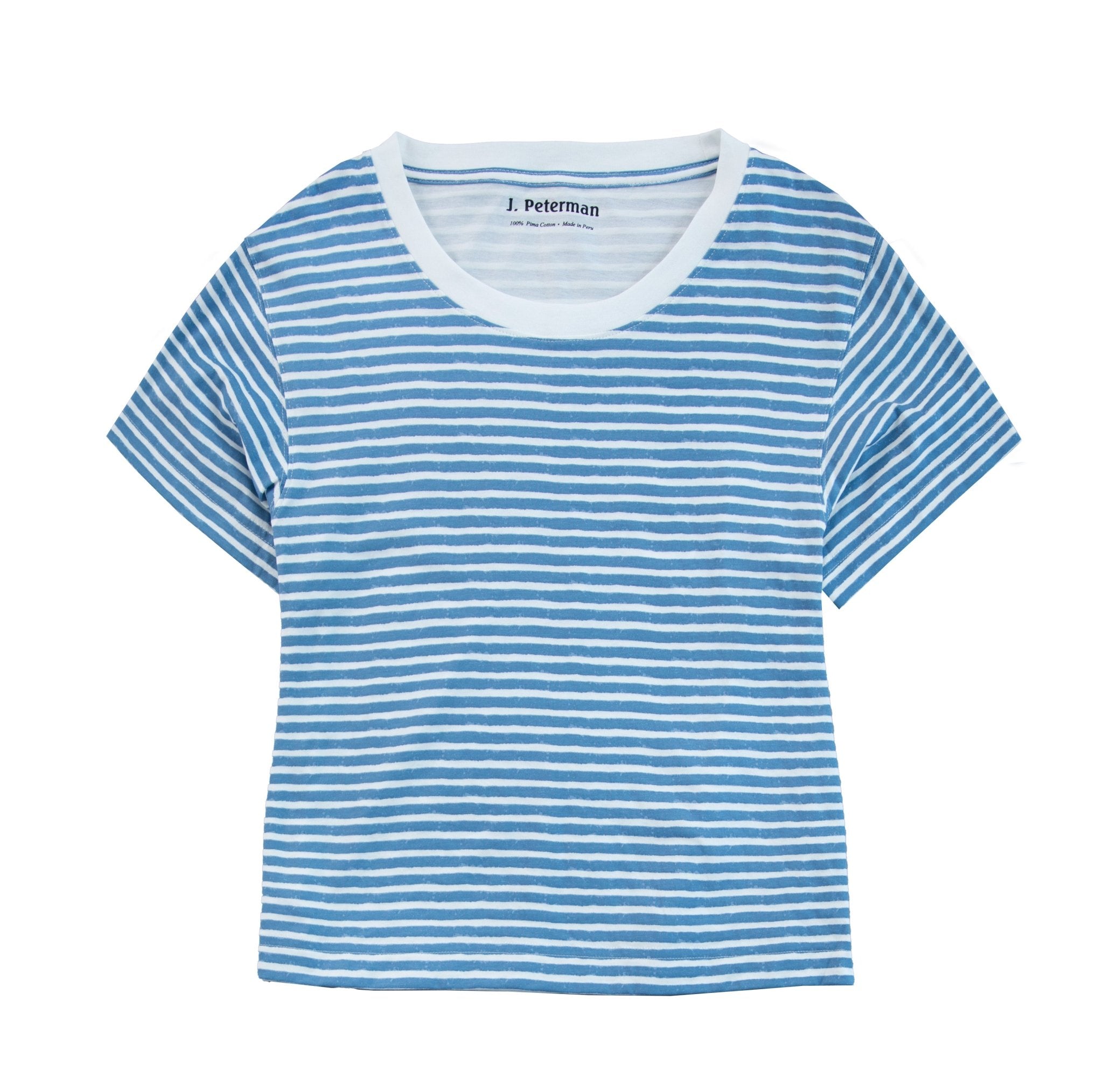 Pima Knit Relaxed CrewBlue Stripe