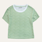 Pima Knit Relaxed CrewGreen Stripe