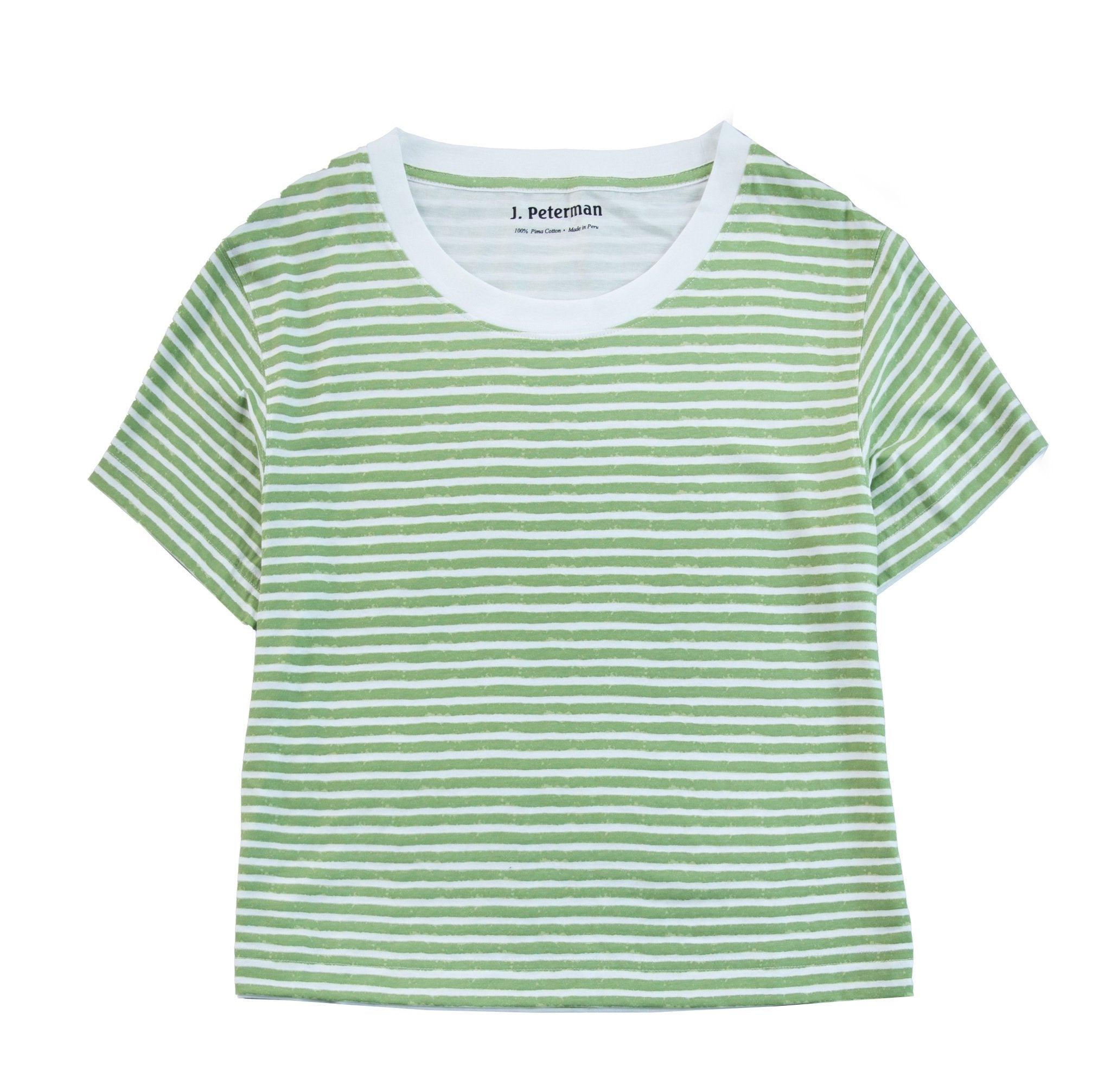 Pima Knit Relaxed CrewGreen Stripe