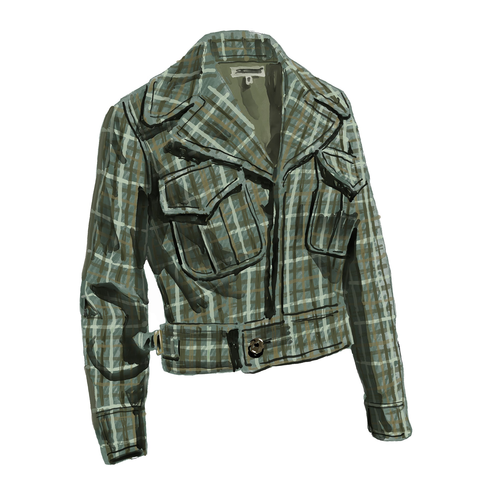 Plaid Eisenhower JacketGreen Multi