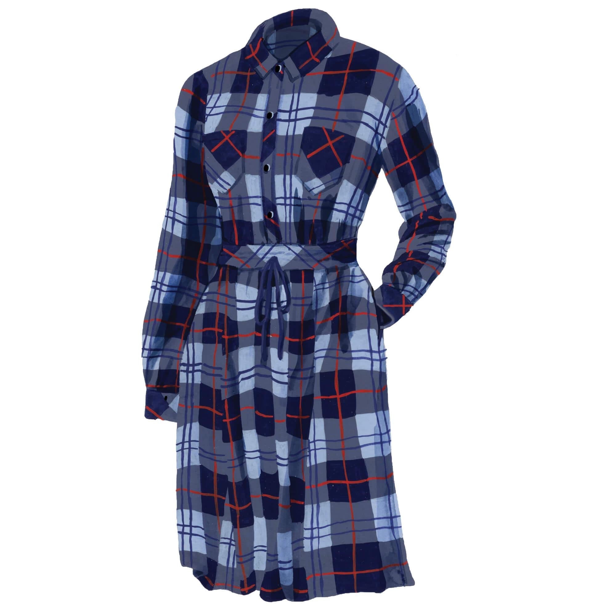 Plaid ShirtdressNavy