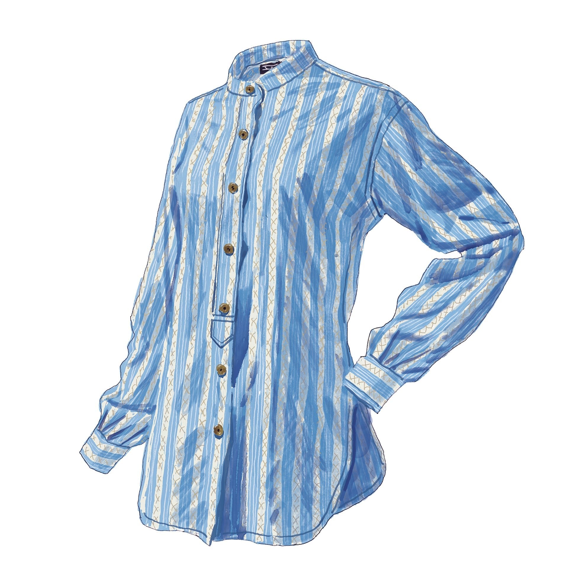 Pushkar Basketweave Pinstripe TunicBlue