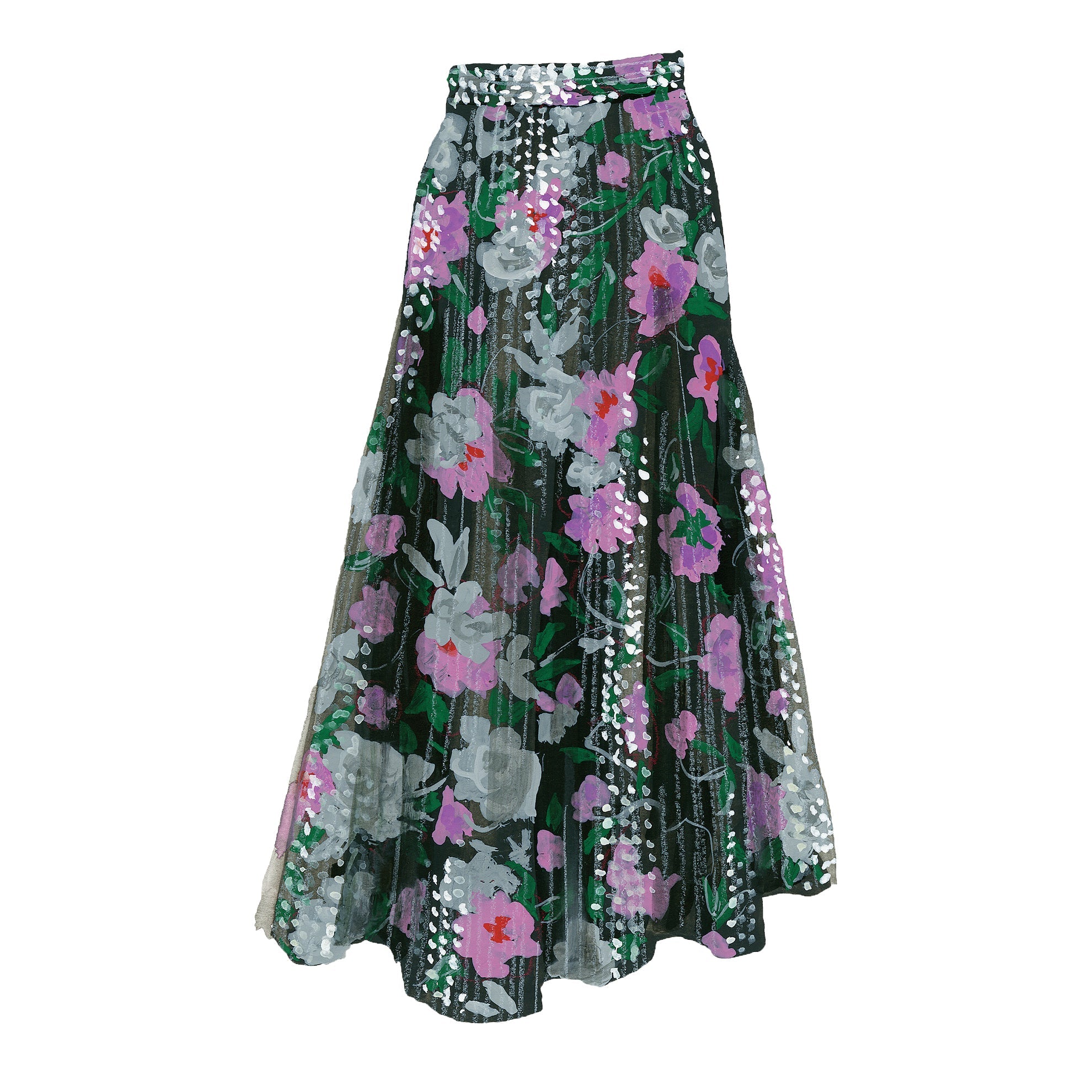 Roses and Sequins Maxi SkirtFloral