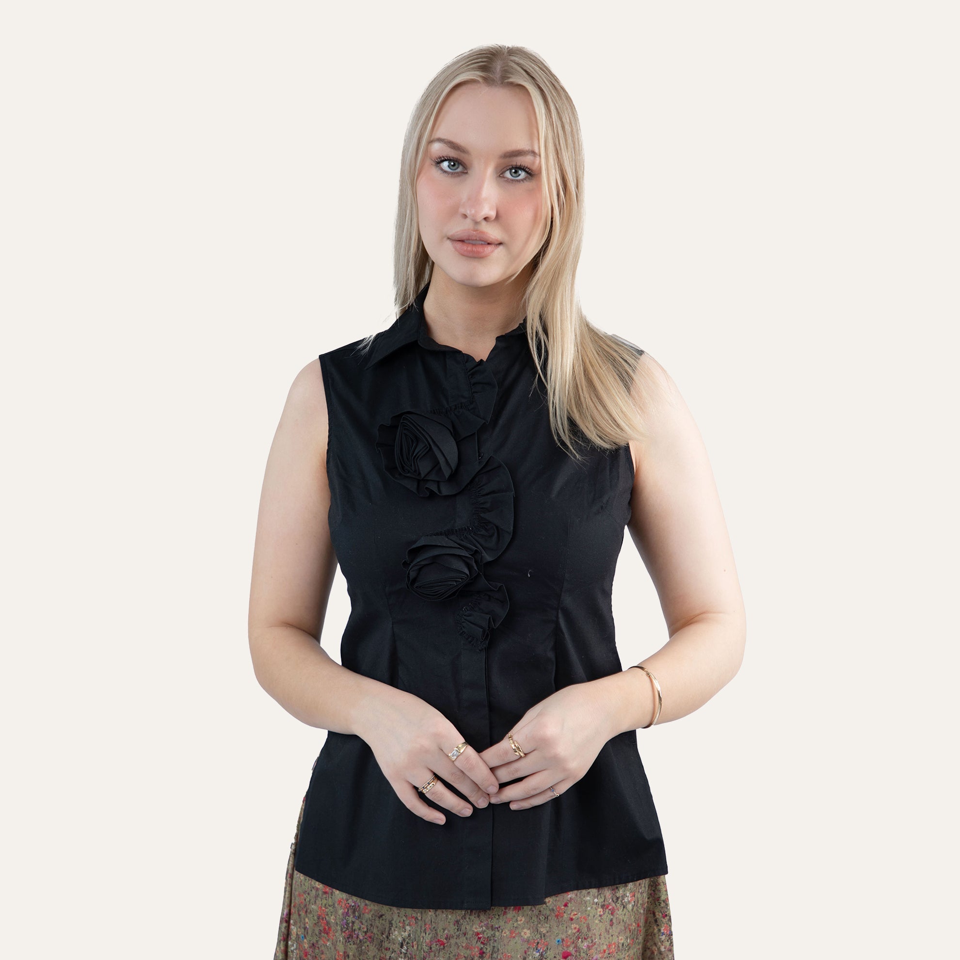 Rosette Button Blouse - The J. Peterman Company