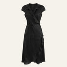 Ruffled Linen DressBlack