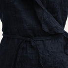 Ruffled Linen DressBlack