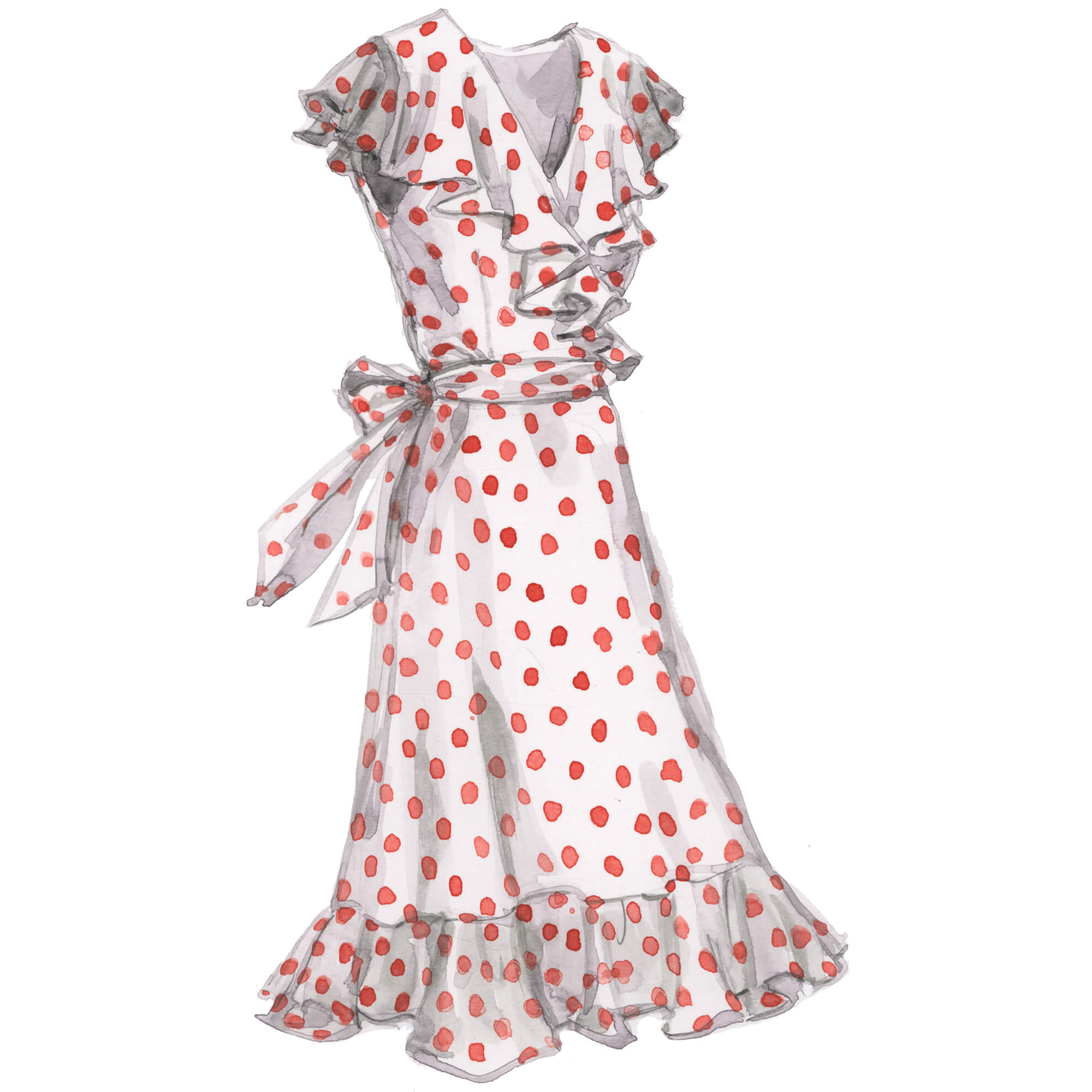 Ruffled Polka Dot DressRed White