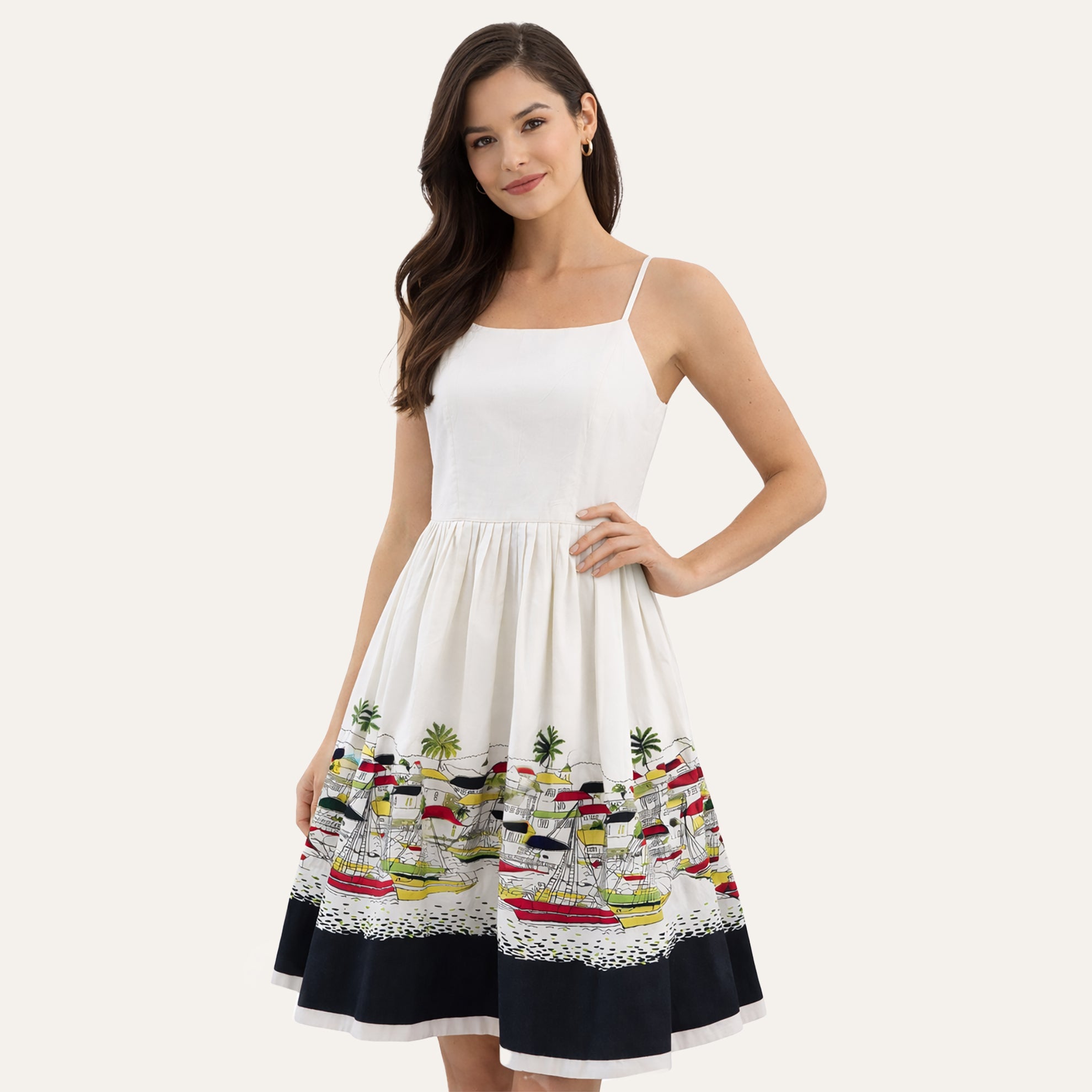 Seascape Fit and Flare DressBlack White