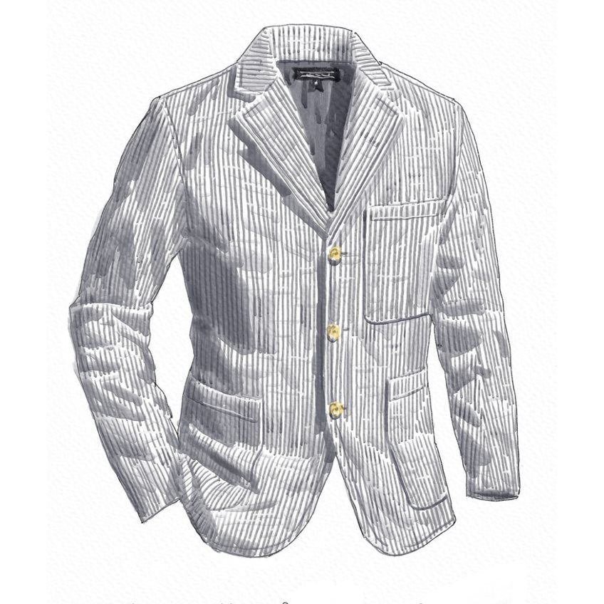 J. shops Peterman Striped Casual Presentation Sports Blazer White Gray