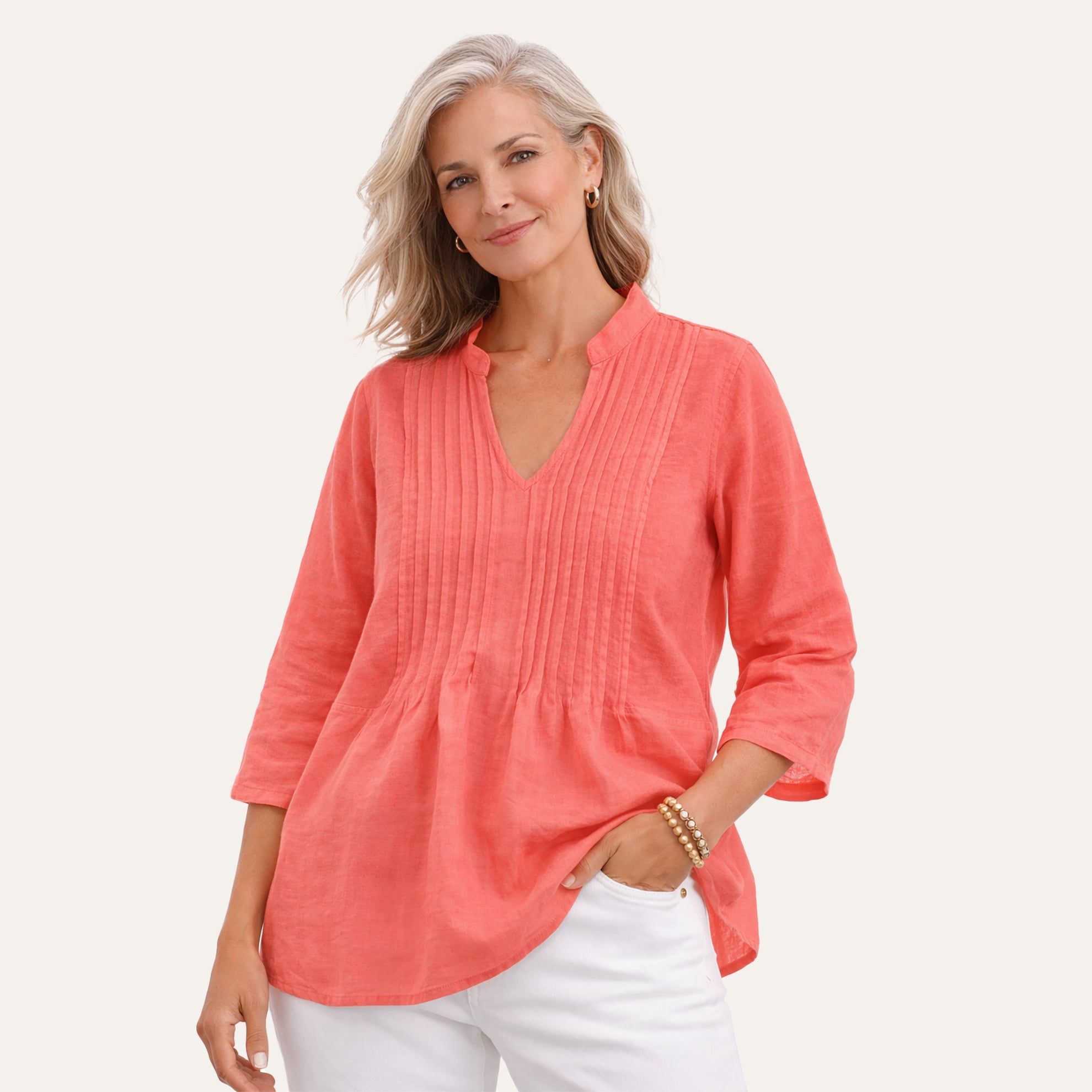 Sensible Jersey Knit Linen BlouseWatermelon