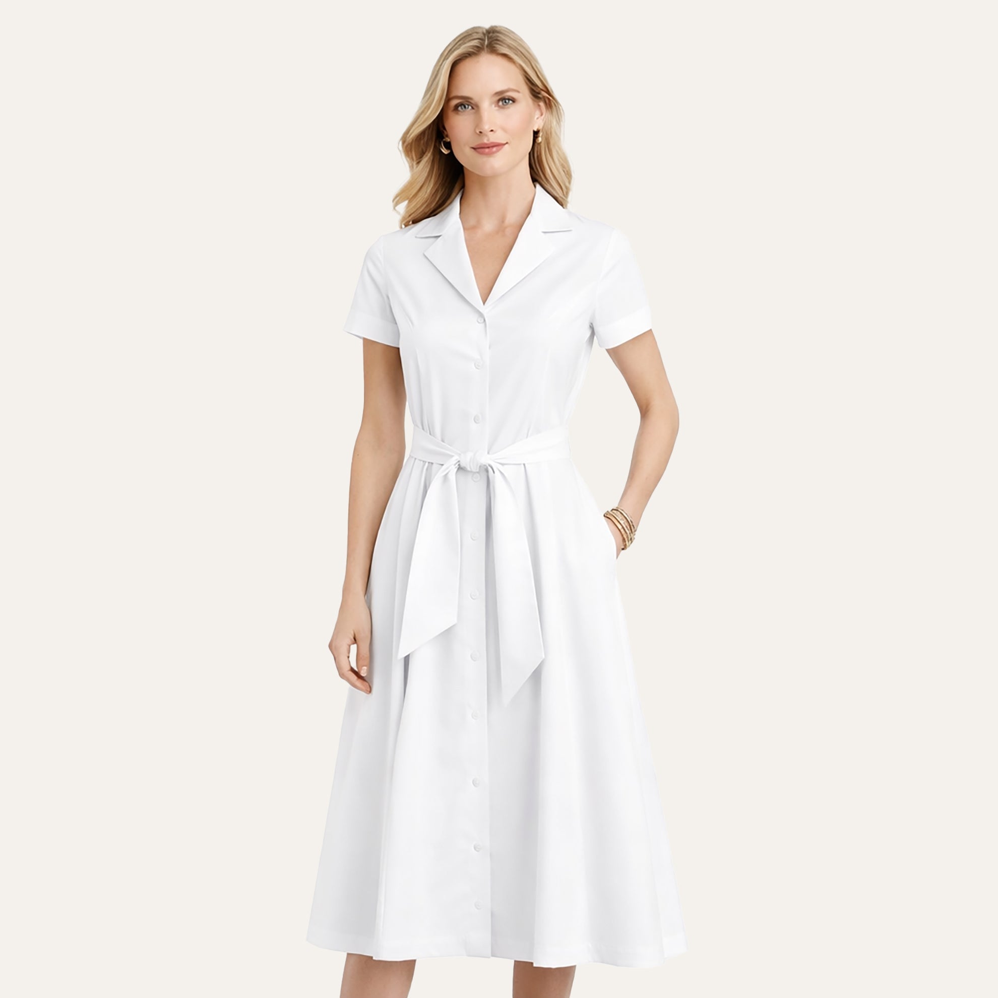 Short - Sleeve 1947 DressWhite
