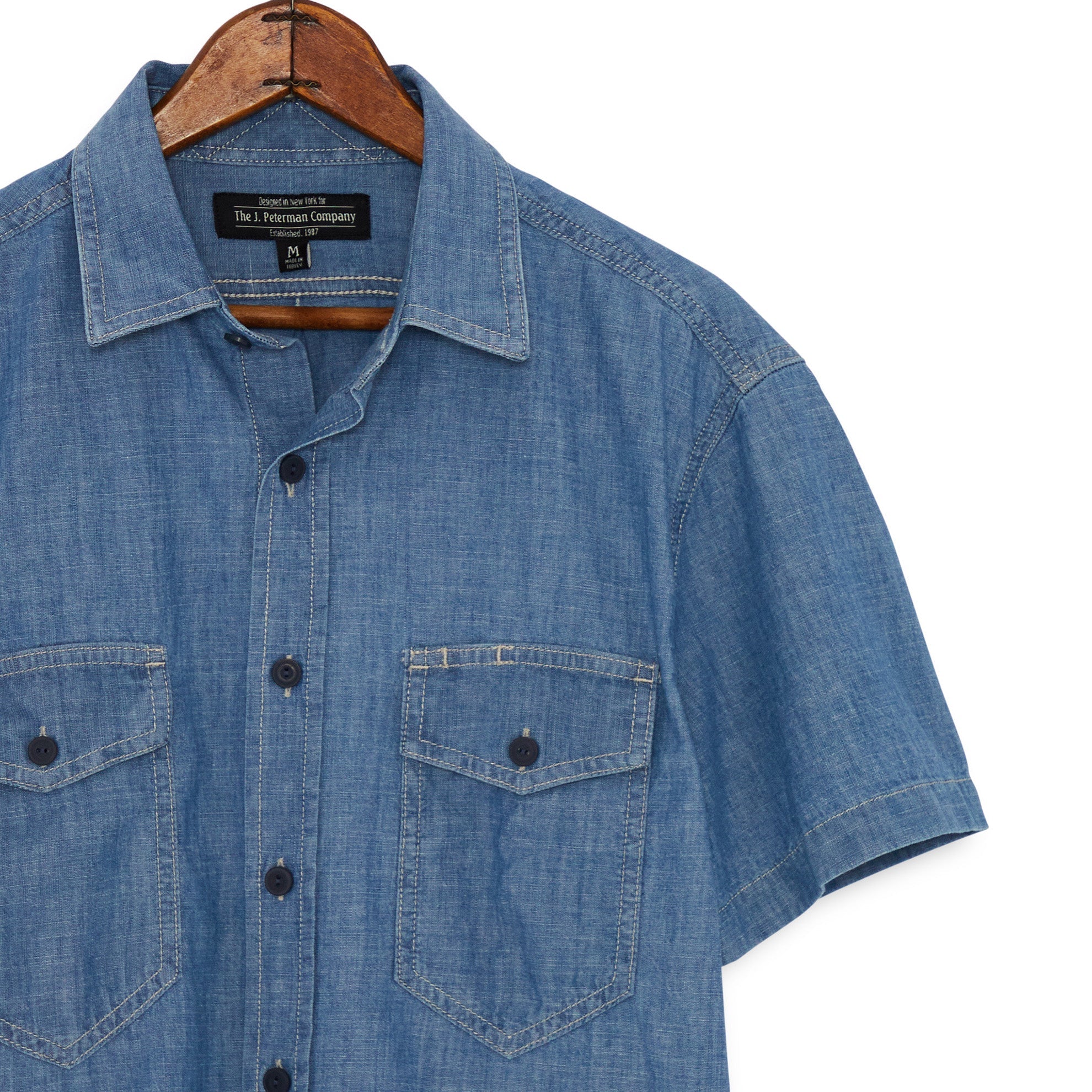 Short Sleeve USN WWII Chambray Shirt - The J. Peterman Company
