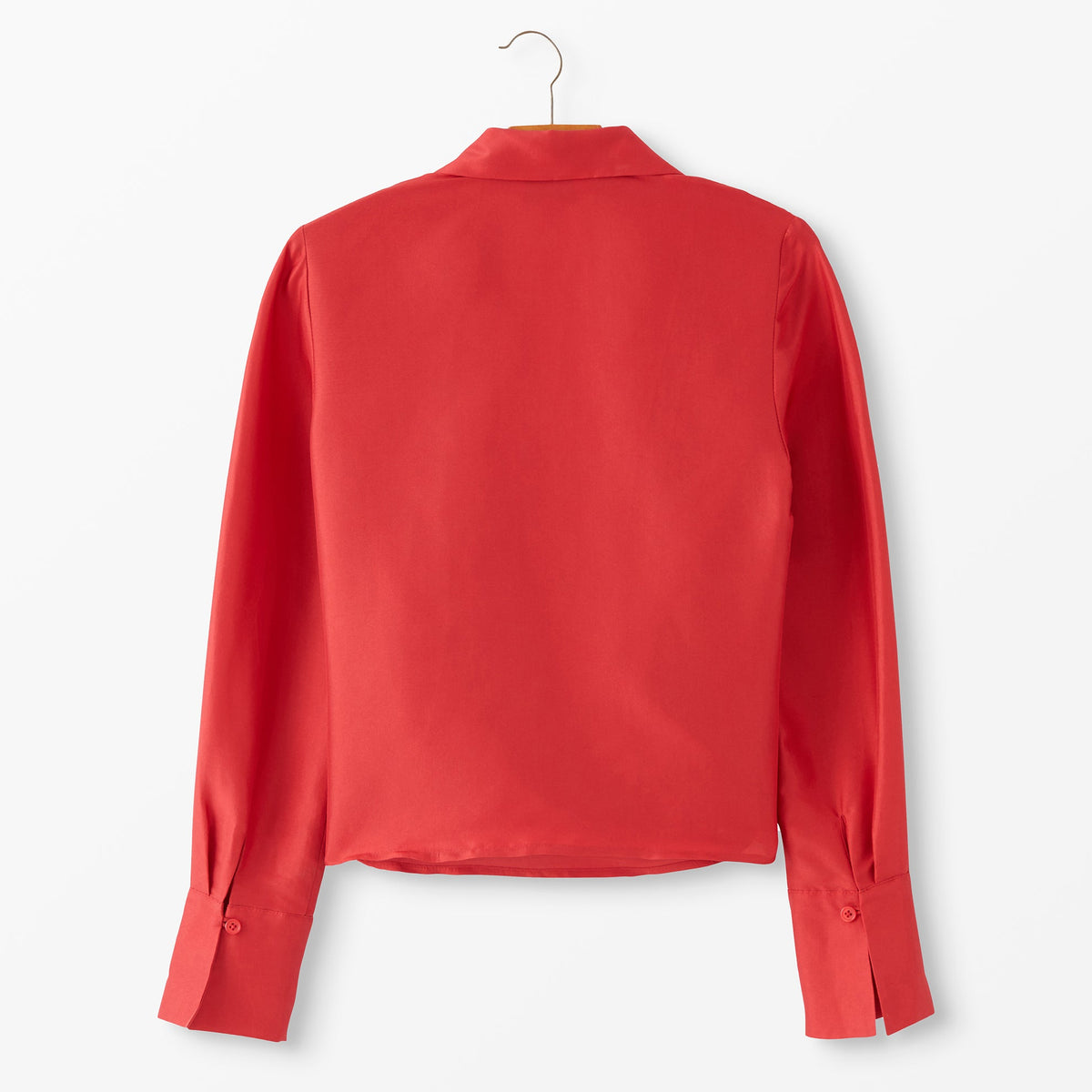 Notch Collar Dupioni Blouse in White