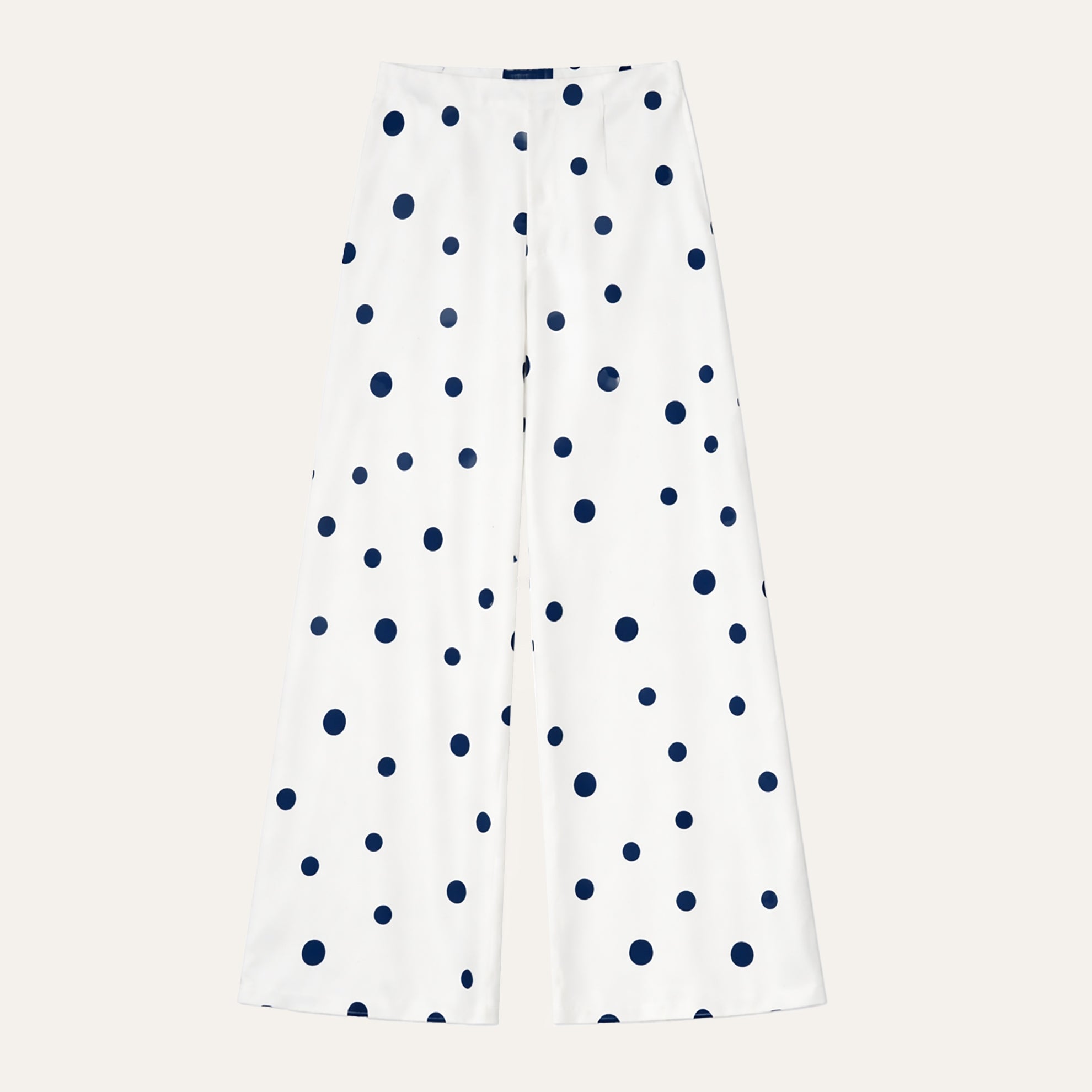 Silk Palazzo PantsCream Navy