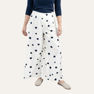 Silk Palazzo PantsCream Navy