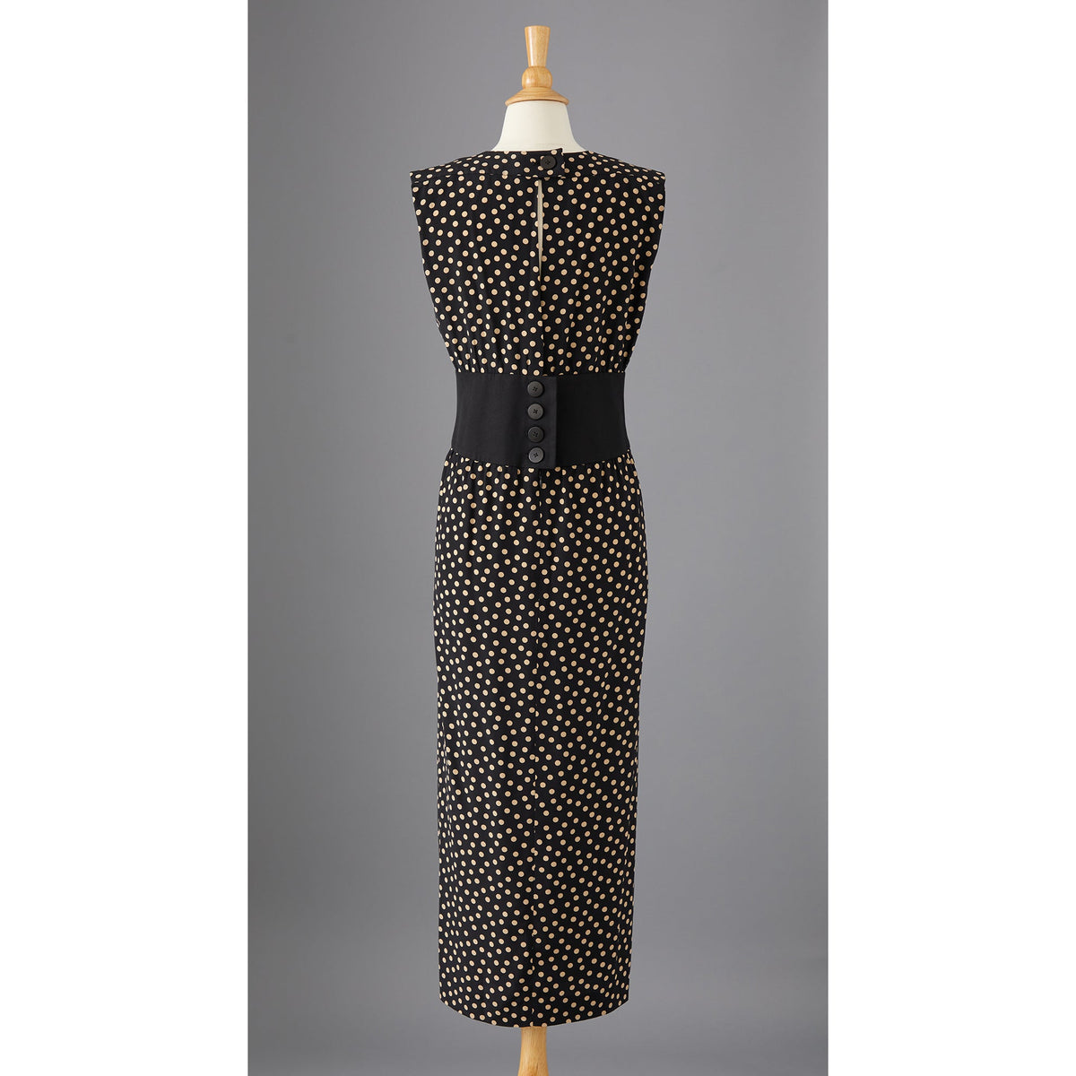Black Silk Polka Dot Dress