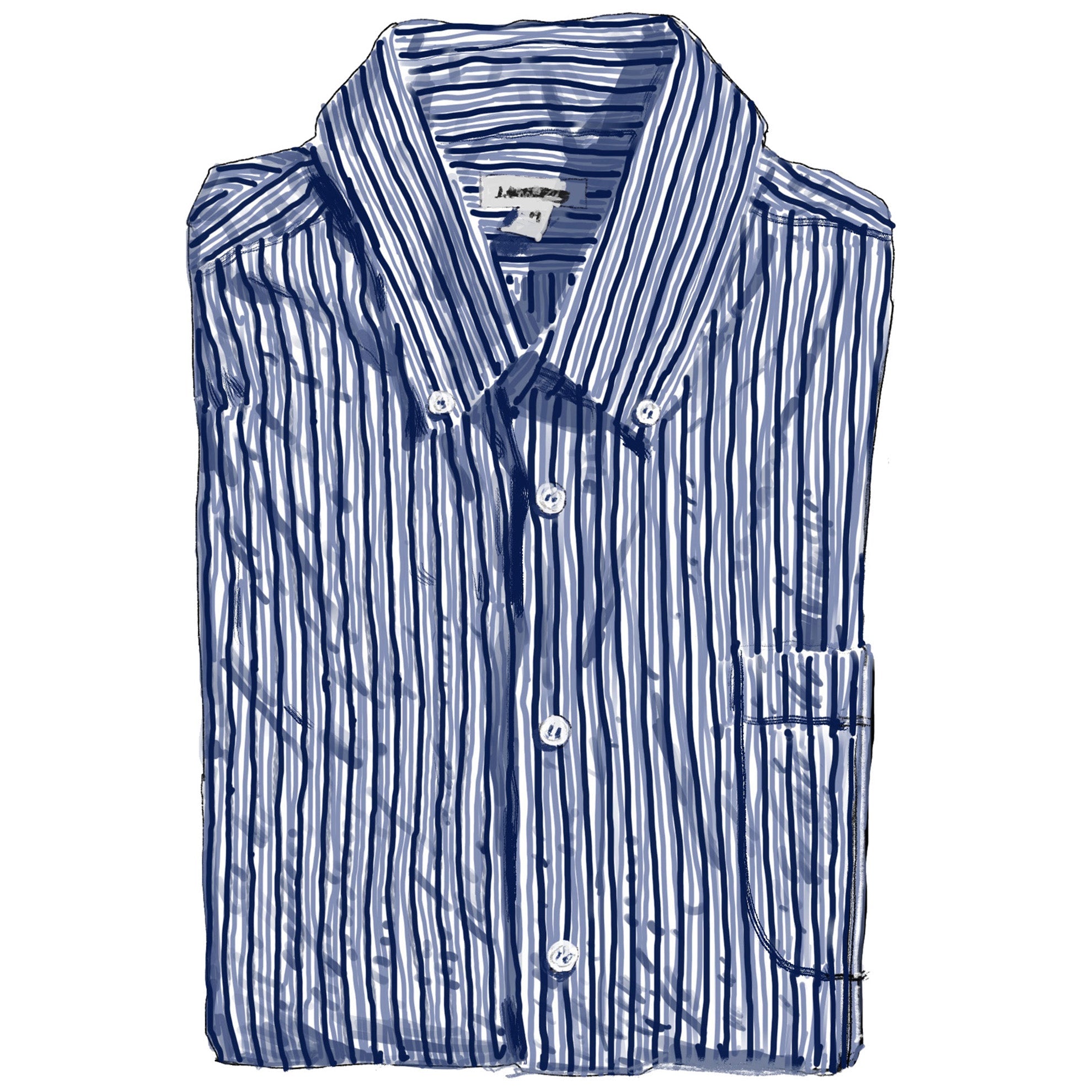 Smart & Casual Plisse OxfordBlue Stripe