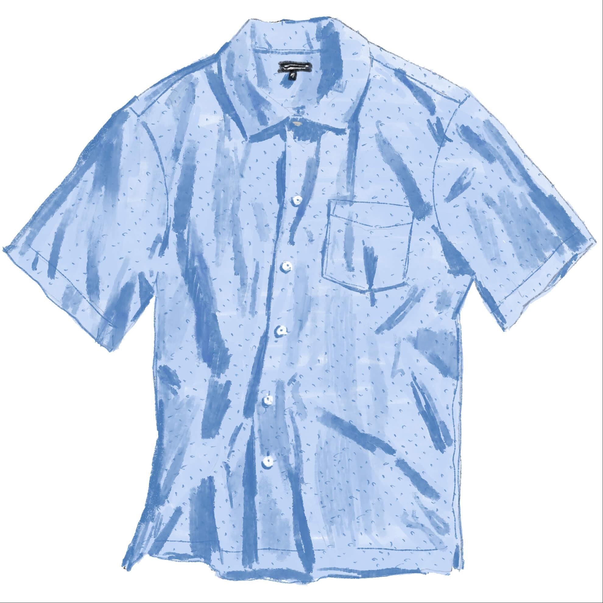 Stretch Pique Camp Collar ShirtLight Blue