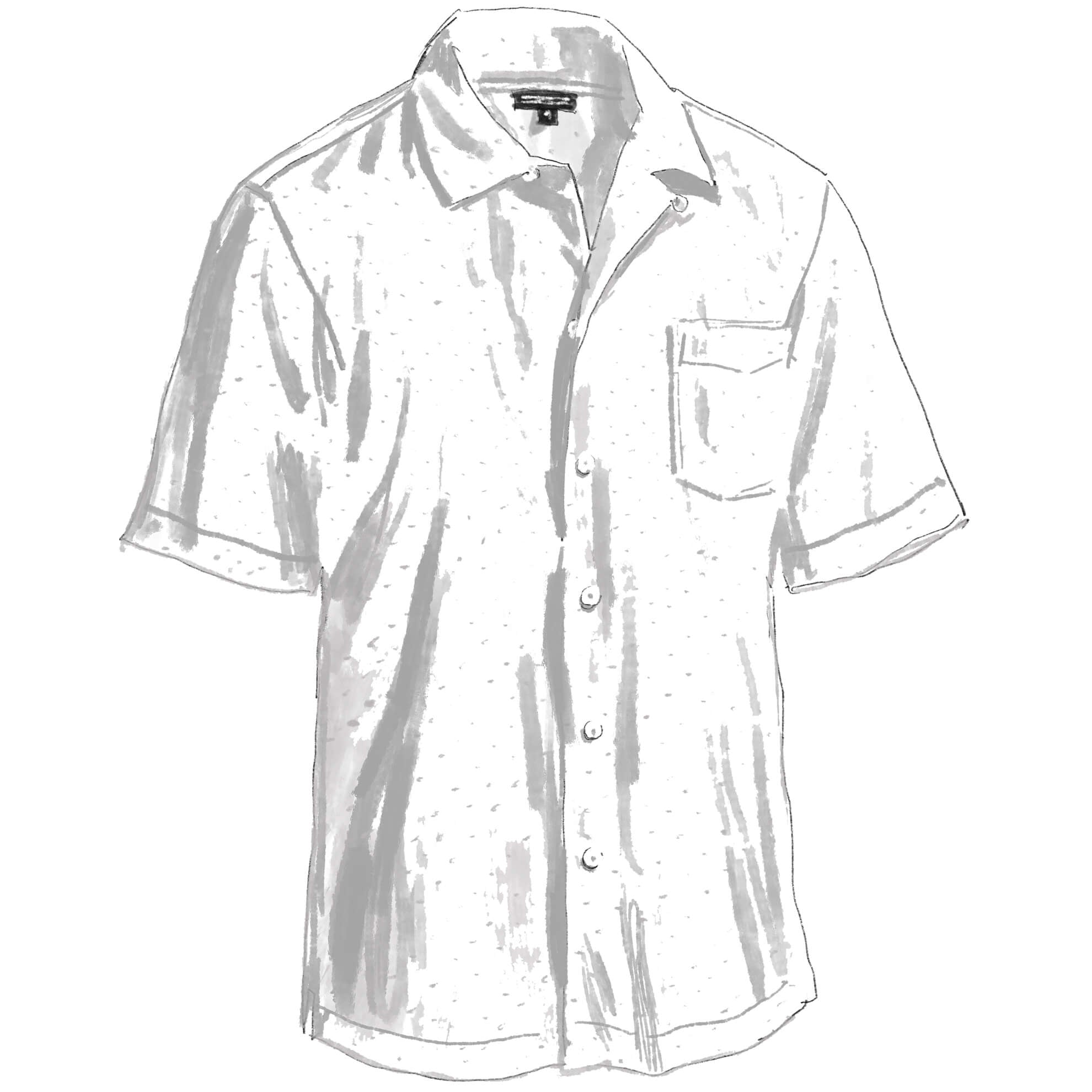 Stretch Pique Camp Collar ShirtWhite