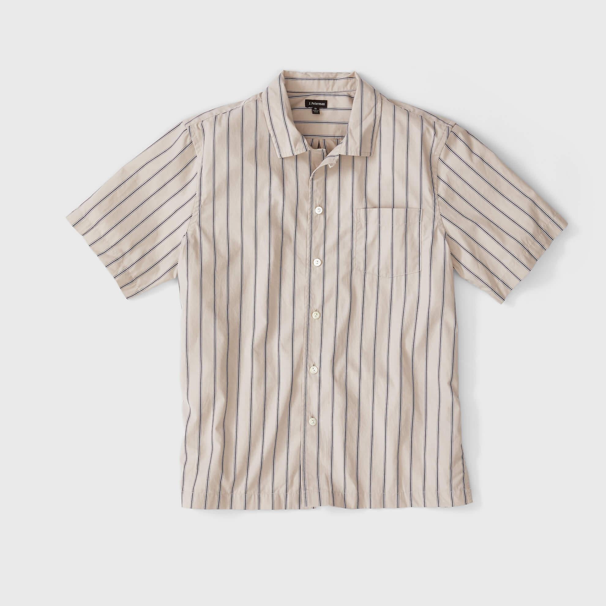 Striped Camp Collar ShirtBrown Stripe