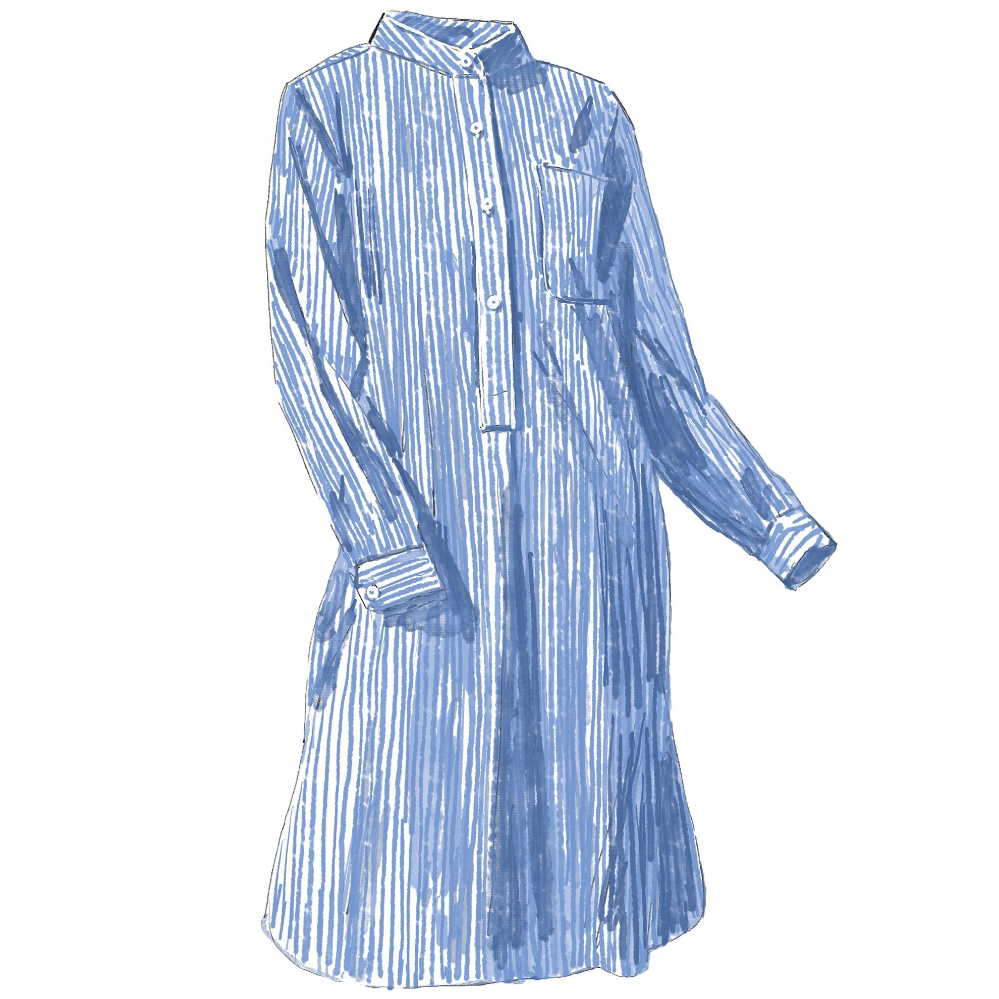 Striped Poplin NightshirtBlue White