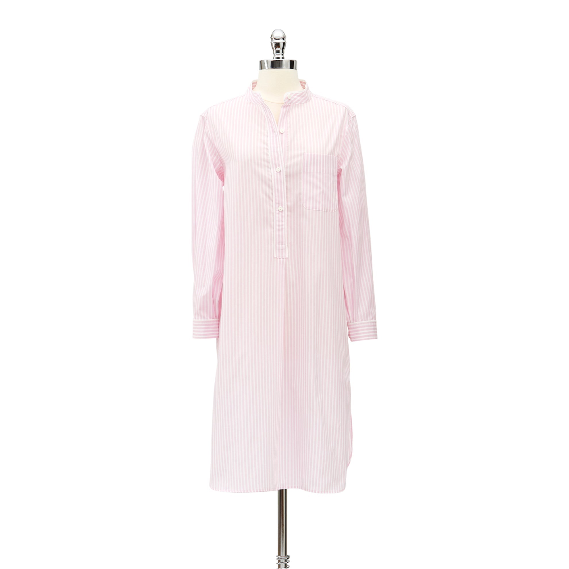 Striped Poplin NightshirtPink White