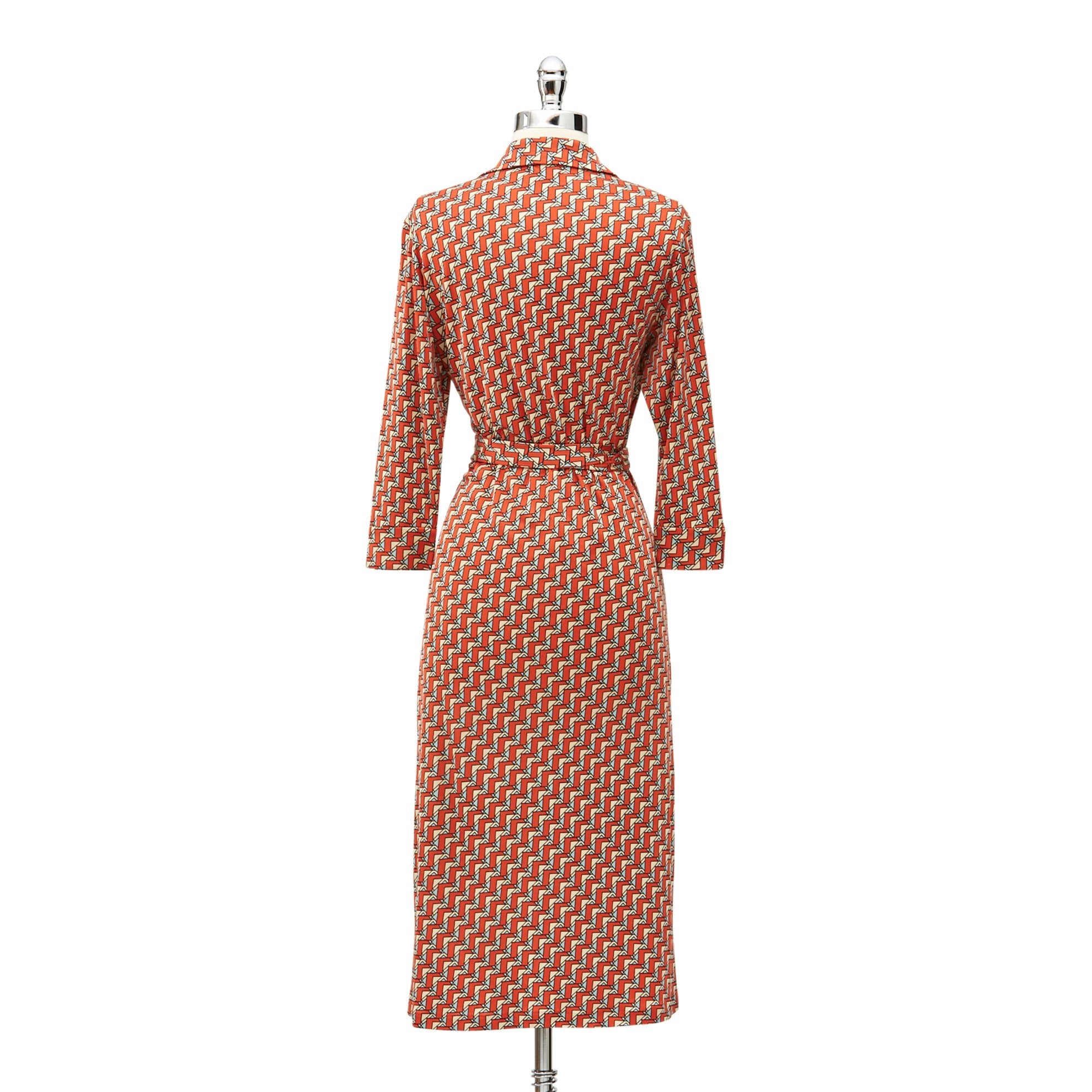 Stylish Wrap DressOrange Geo