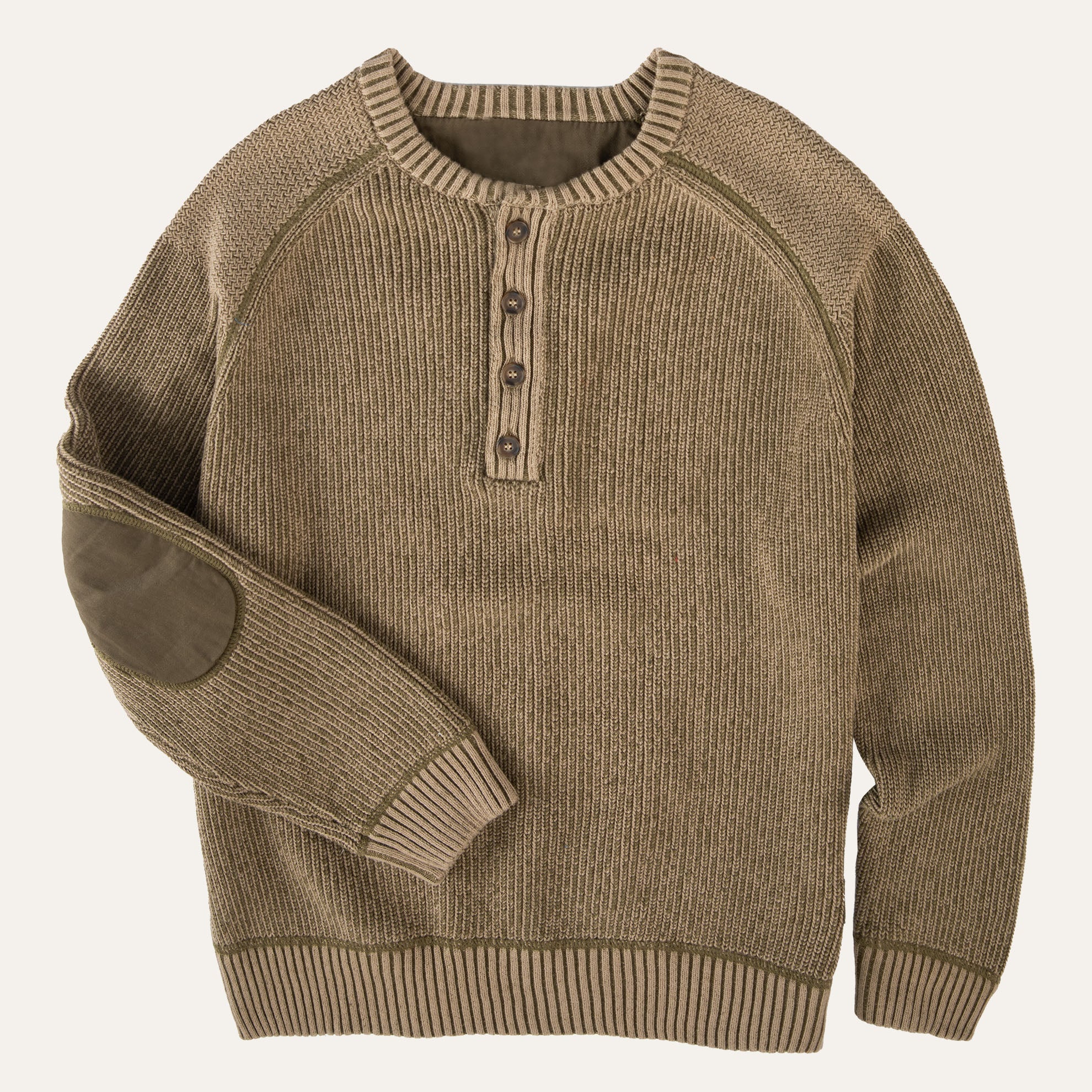 Explorer Two-Tone Henley Sweater - The J. Peterman Company