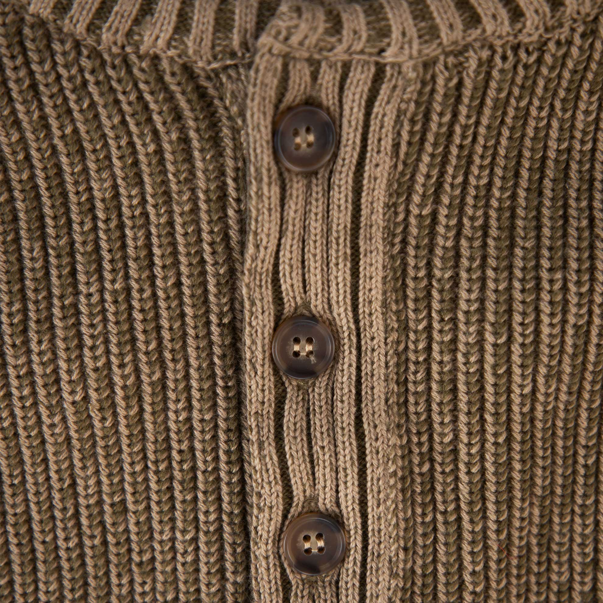 Survivalist’s Two - Tone Henley SweaterKhaki