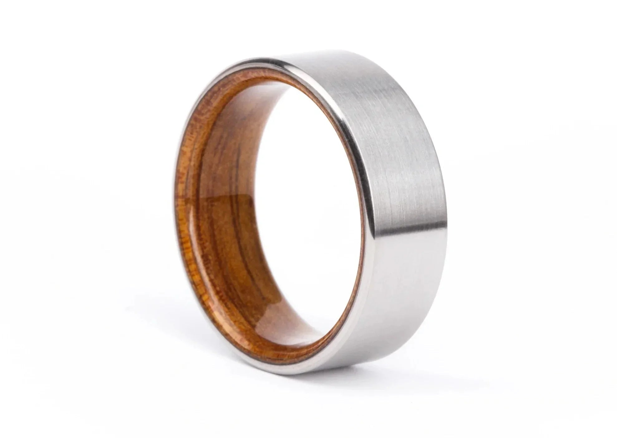 The "Guthrie" Brushed Titanium + Wood Ring6mm