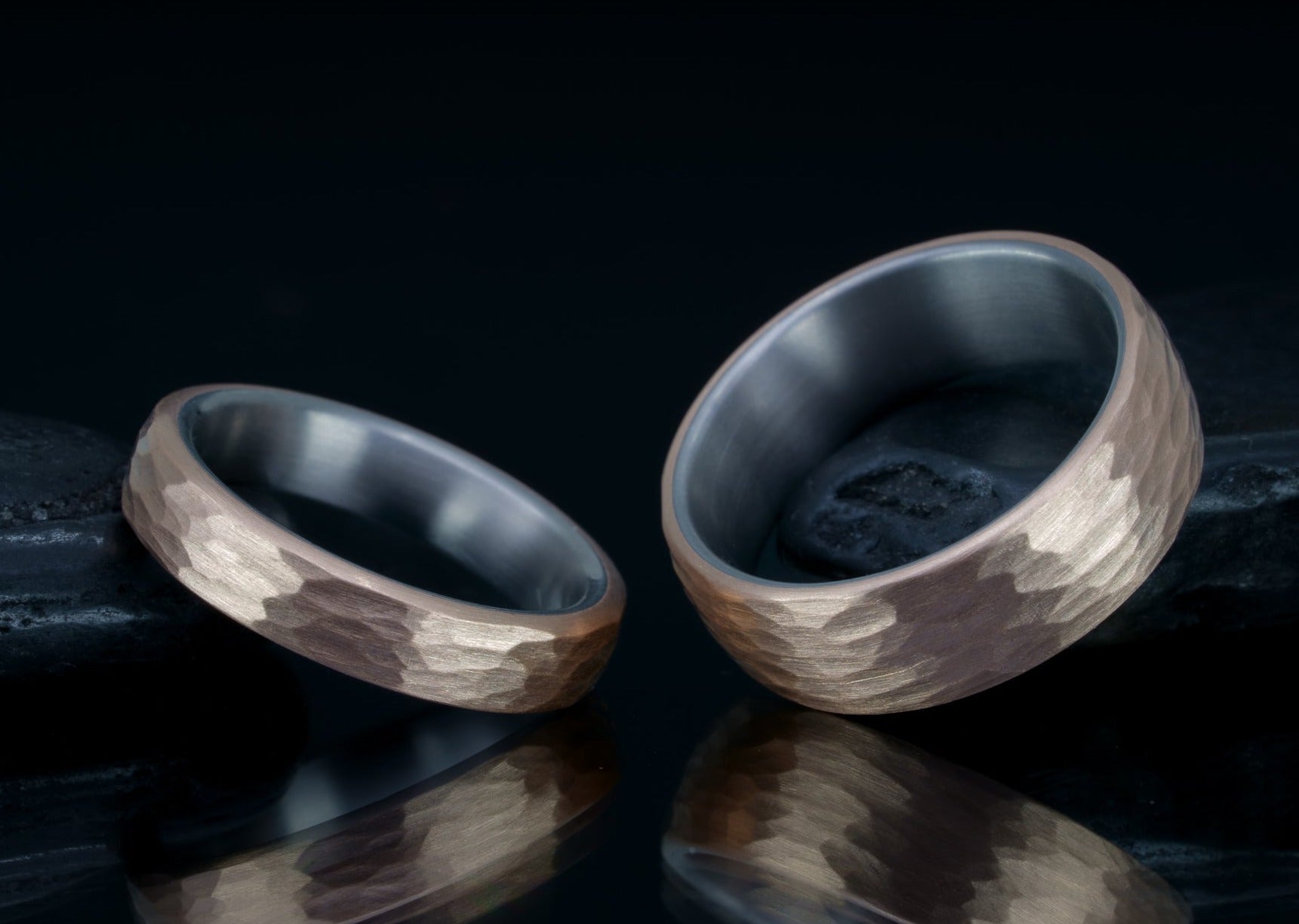 The Hammered 'Wilder' Bronze x Titanium Ring5