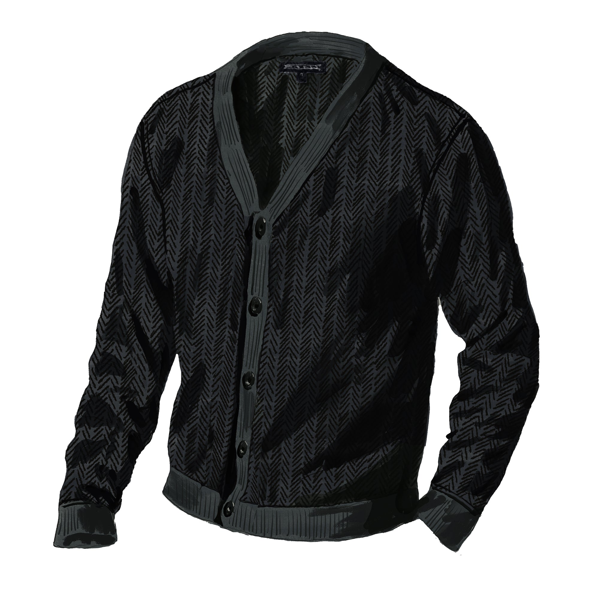 The Library Tweed CardiganBlack Charcoal