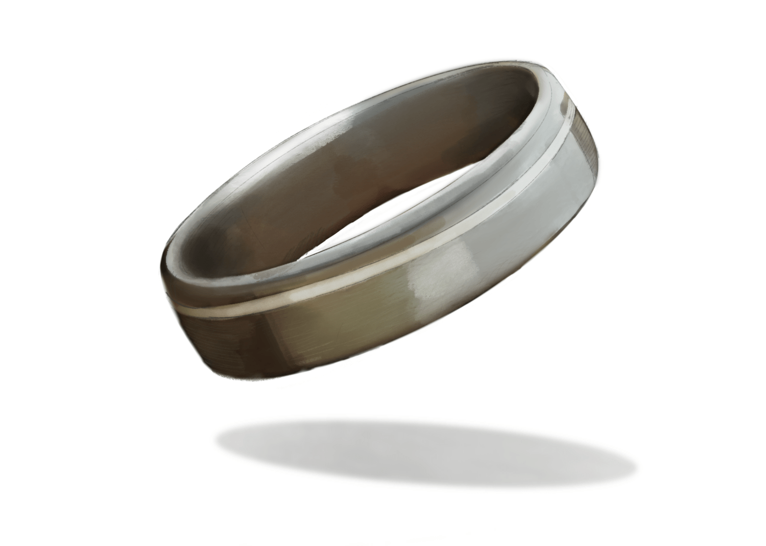 Titanium "Eero" Ring with Flowing InlaySterling Silver