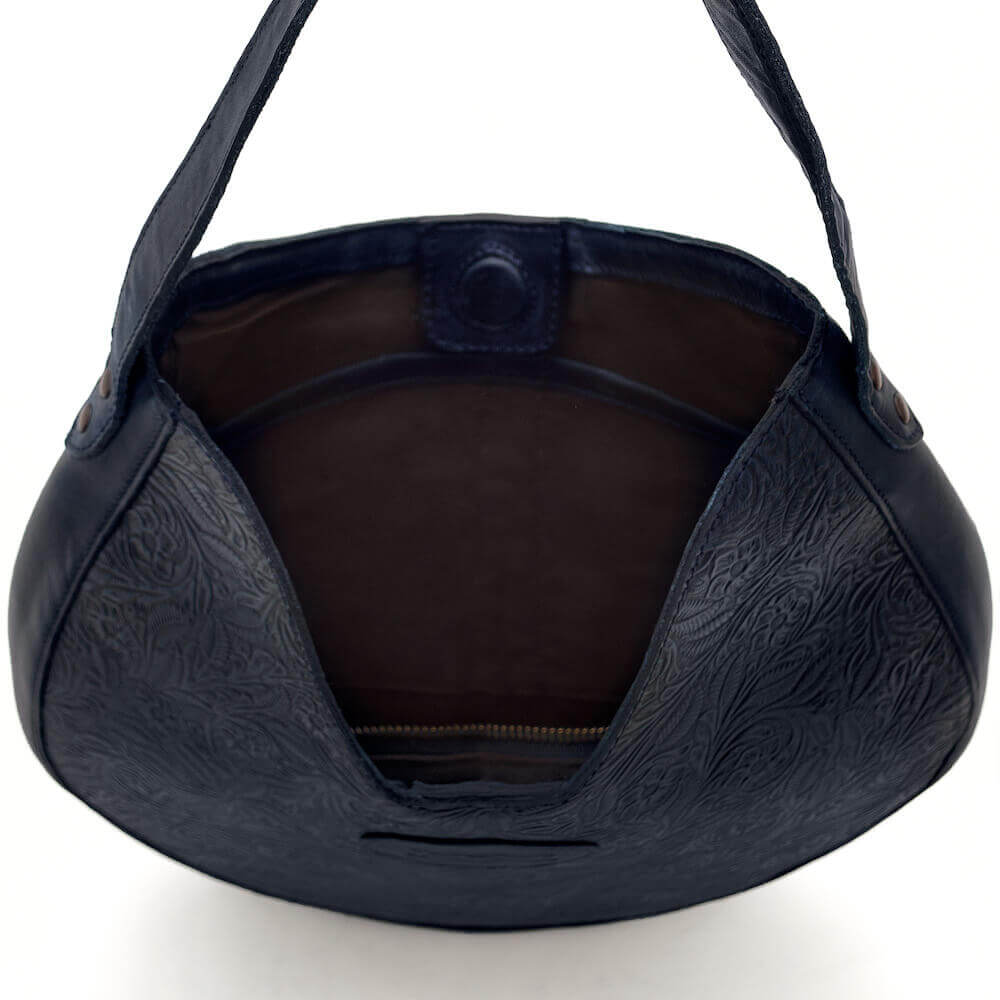 Tooled Leather Hobo BagMidnight Blue