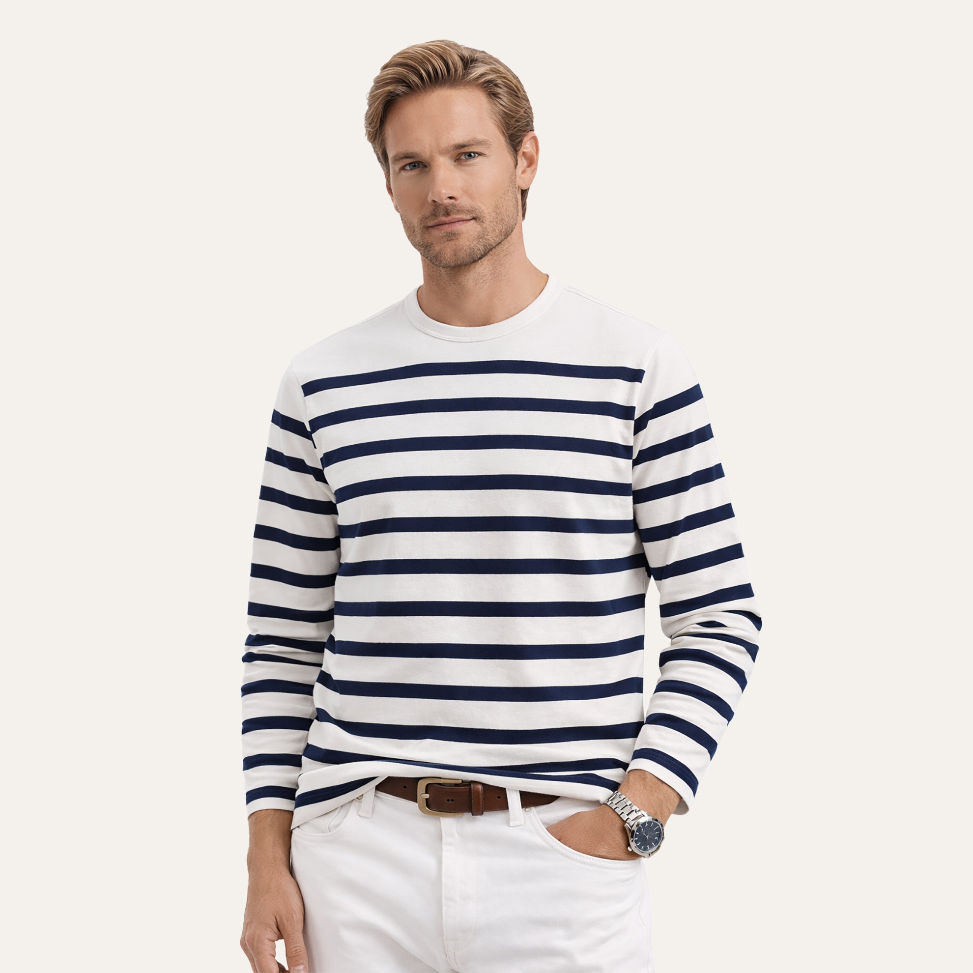 Vallauris ShirtNavy Cream Stripe