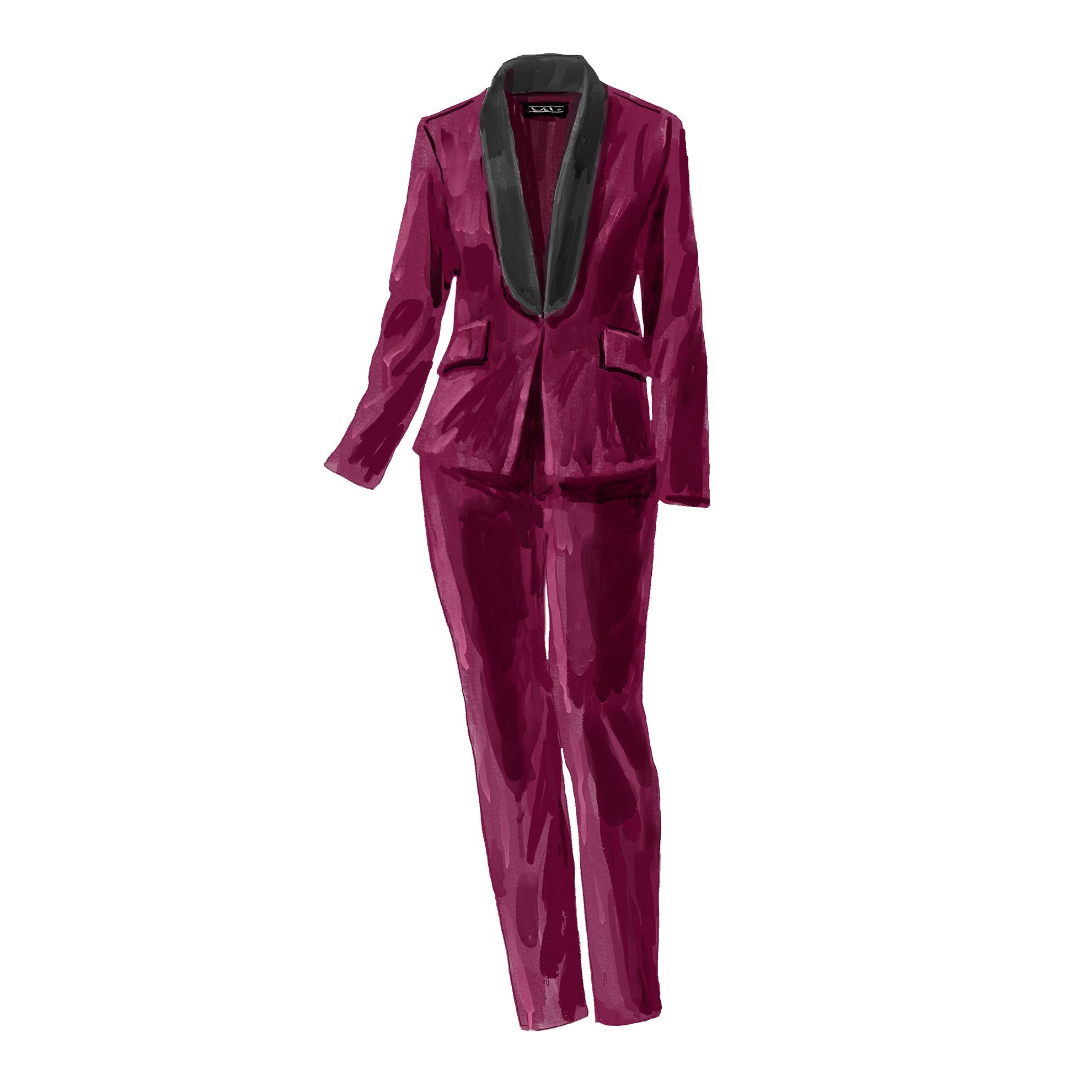 Velvet Tuxedo BlazerBurgundy