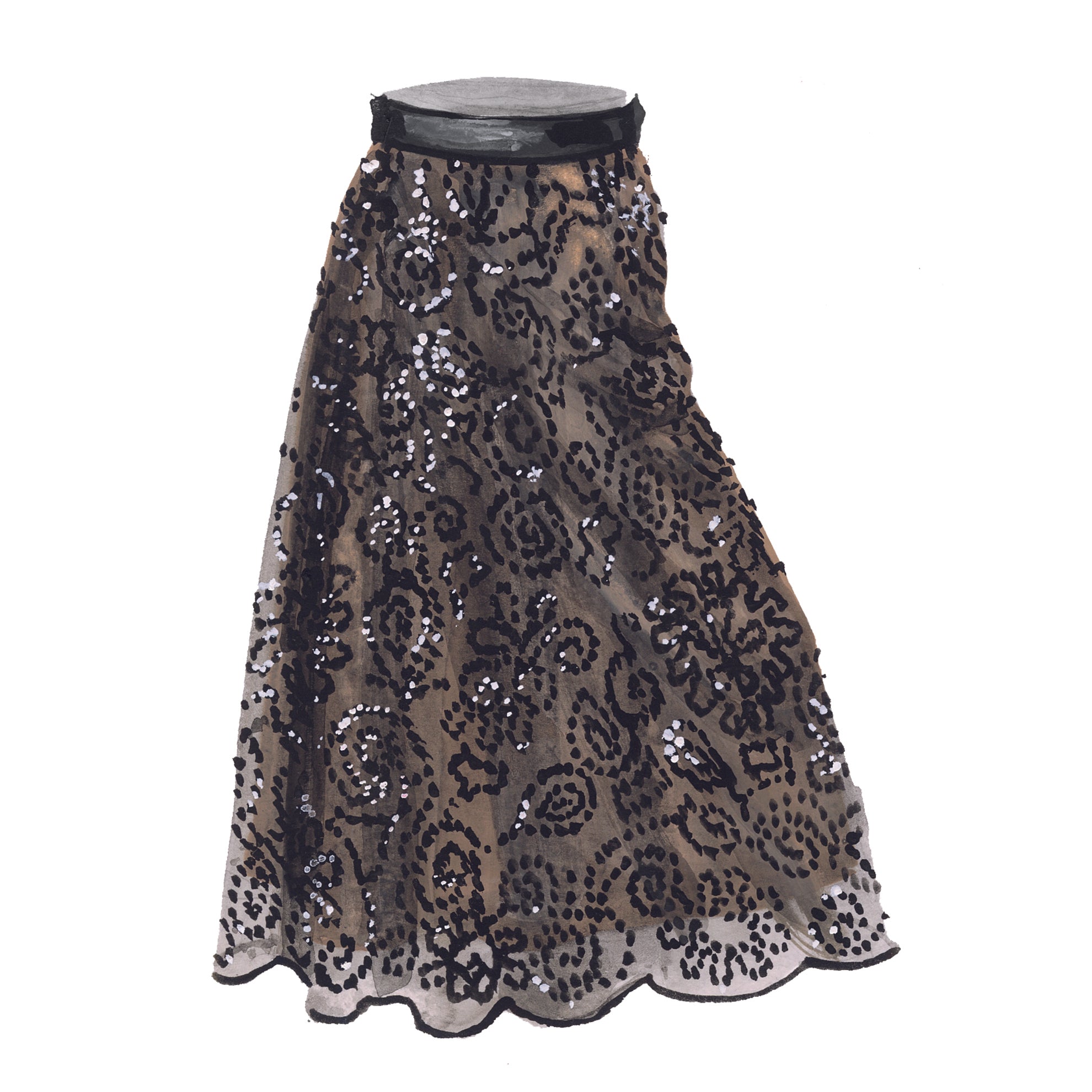 Victorian Sequin Overlay SkirtBlack