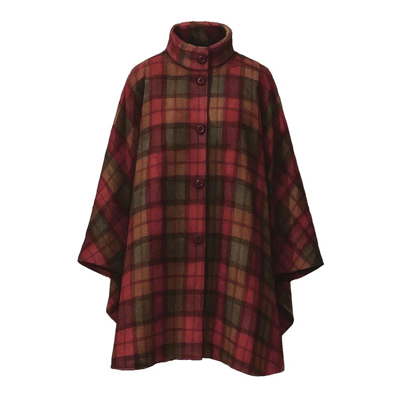Winter Walk Plaid CapeRed Brown Plaid