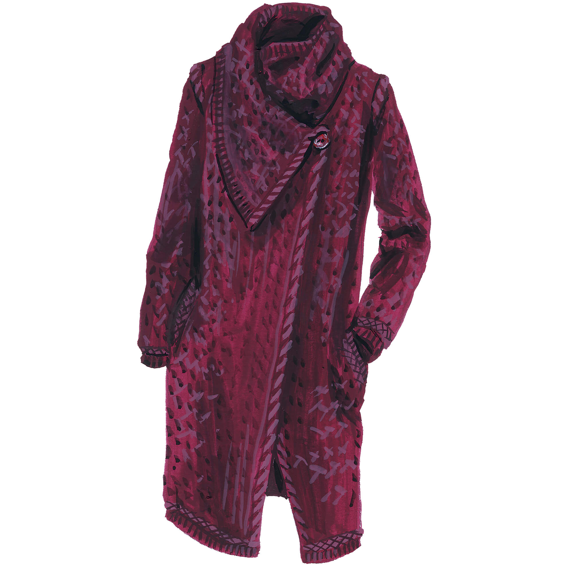 Woven Wrap CoatClaret