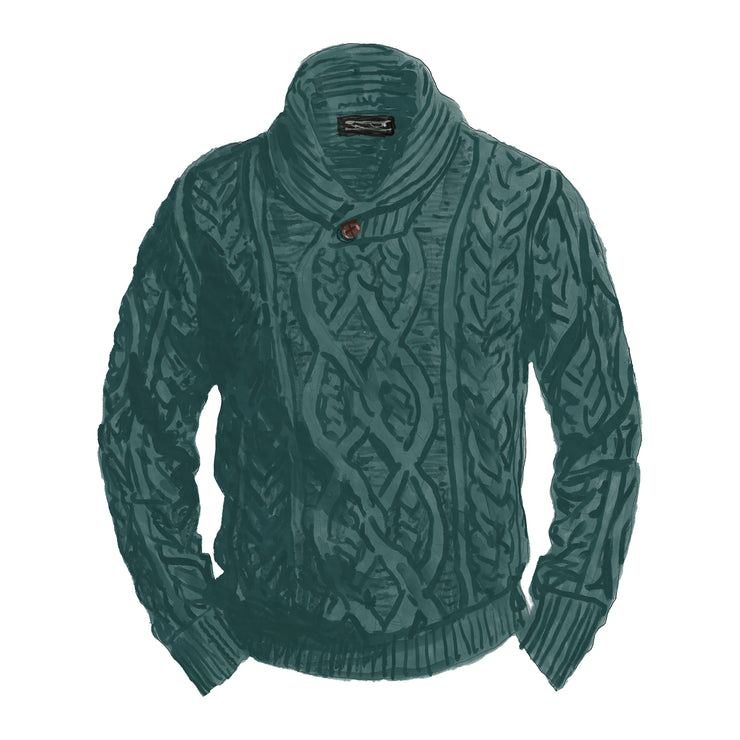 Aran Shawl Collar Sweater