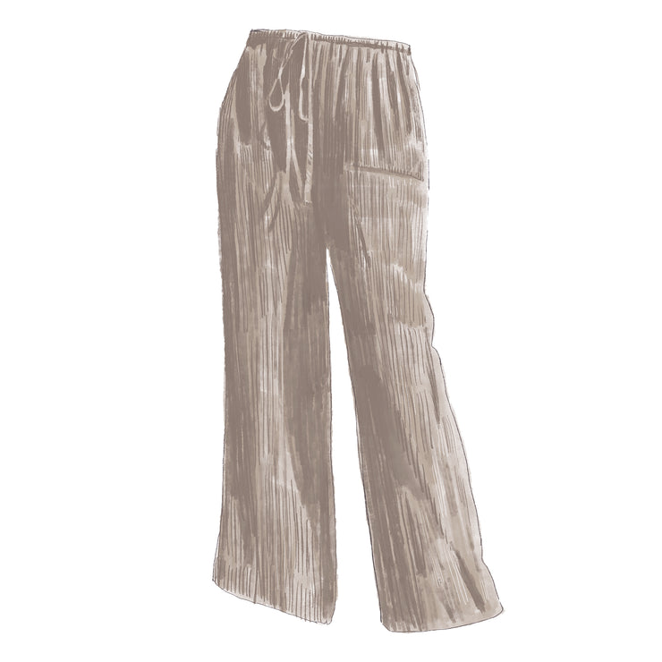 Drawcord Crinkle Pants